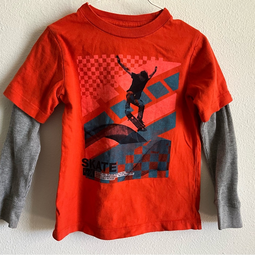 GAP Orange Skate Graphic Long Sleeve Tee XS 4-5